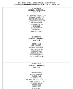 2024-2025 Güz Dönemi Türk Dili-I ve AİİT- I Derslerinin Ara Sınavlarına Dair Duyuru